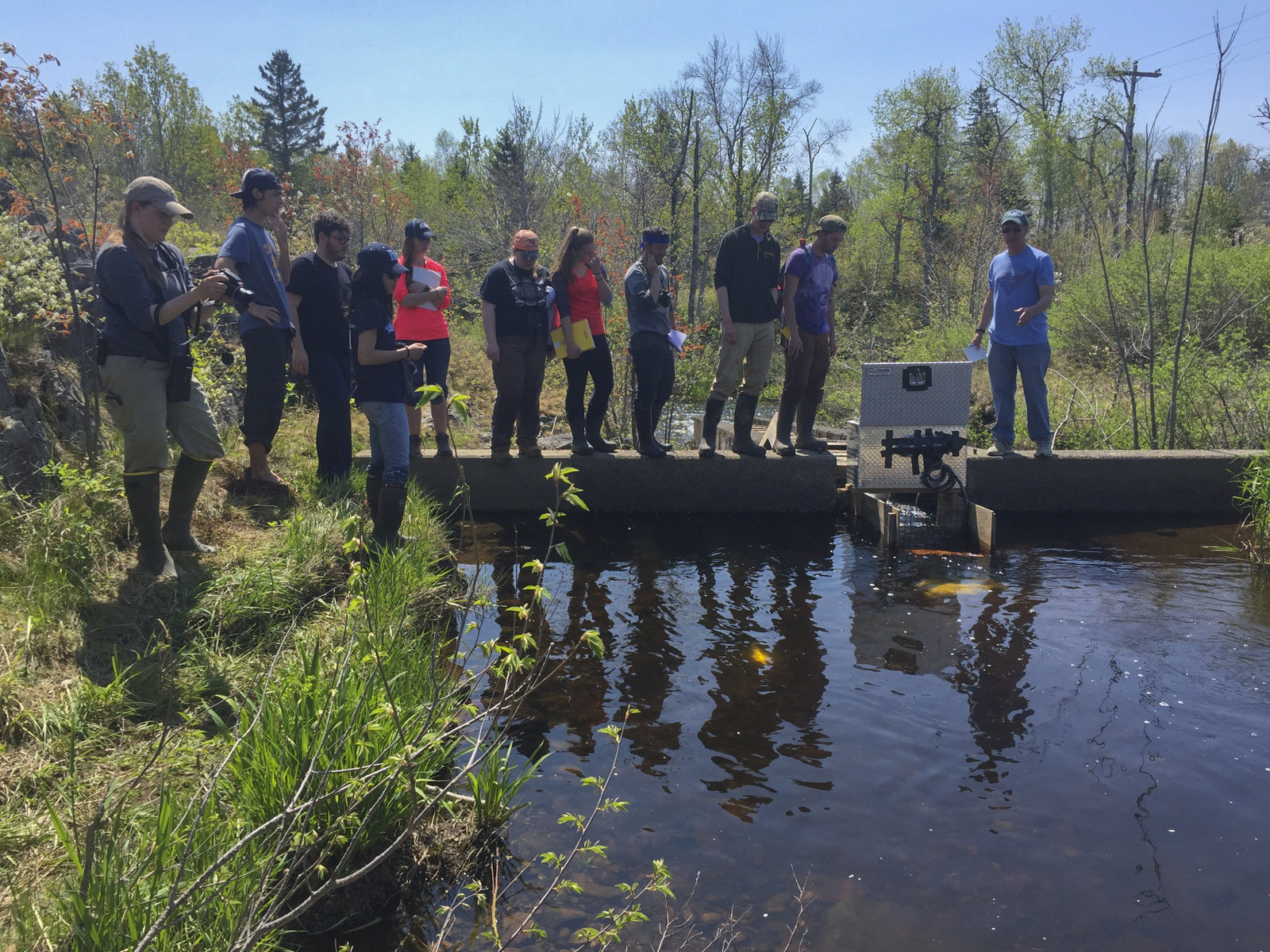 students testing new equipment at Acadia National Park