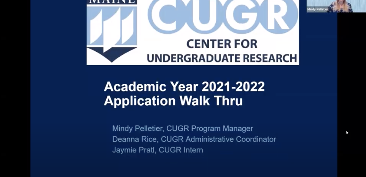 CUGR Talk Academic Year 2021-2022 Application Walk Thru